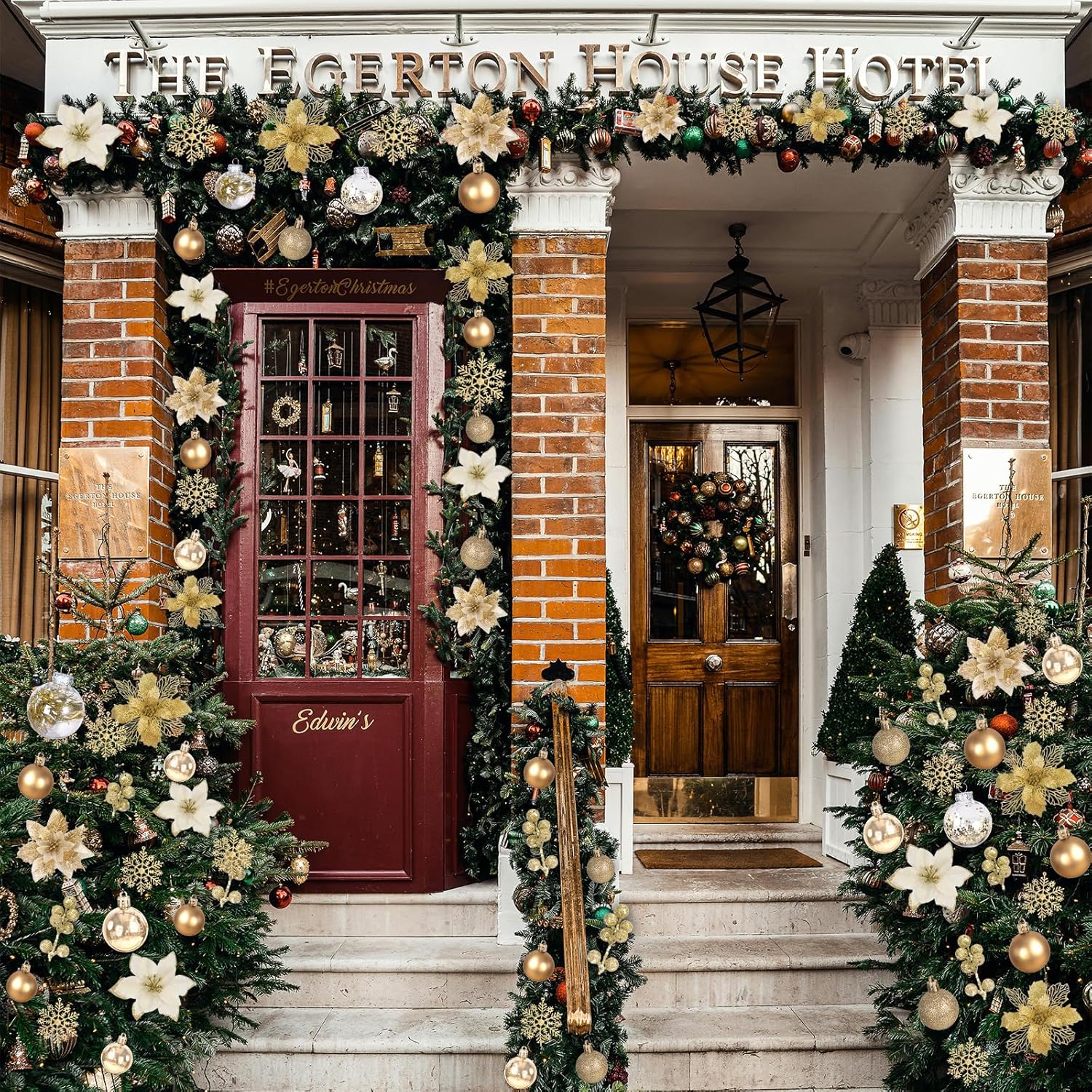 76PCS Christmas Tree Decorations Set, Gold Christmas Ornaments Poinsettia Flowers Artificial Christmas Balls Star Topper Berry Stems Snowflakes Mesh Ribbons for Xmas Tree Decor (13 Style)